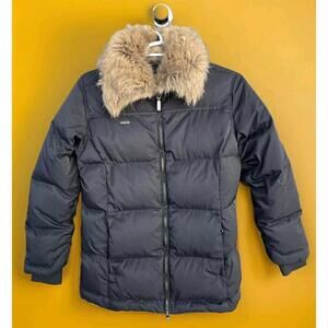 Columbia Women’s Down Filled Black Coat Jacket Size Large Faux Fur Collar